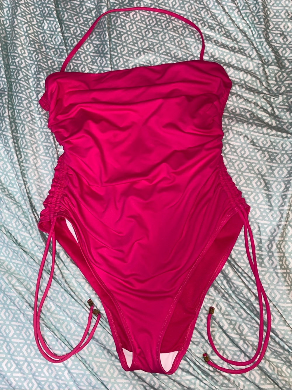Lauren by Ralph Lauren Hot Pink One Piece with Adjustable Side Ties
